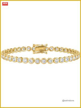 3mm Bezel Set Cubic Zirconia Tennis Bracelet with Box Clasp Safety Latch